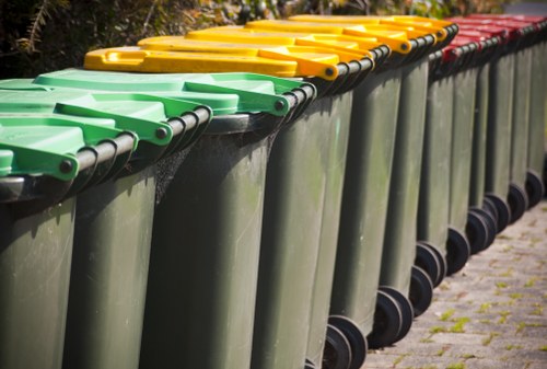 Hazardous waste containers in Norbiton collection site